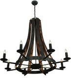 42"W Barrel Stave Madera 8 Lt Rustic Gothic Chandelier