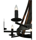 42"W Barrel Stave Madera 8 Lt Rustic Gothic Chandelier