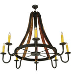 48"W Barrel Stave Madera 8 Lt Rustic Chandelier