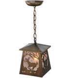 7"Sq Deer at Dawn Wildlife Rustic Lodge Mini Pendant