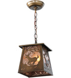 7"Sq Deer at Dawn Wildlife Rustic Lodge Mini Pendant
