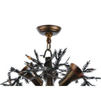 52"W Pine Branch Valley View 12 Lt W/Uplights Lodge Chandelier