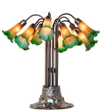 22"H Amber/Green Pond Lily 10 Lt Table Lamp