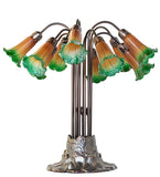 22"H Amber/Green Pond Lily 10 Lt Table Lamp