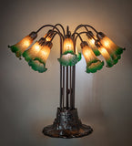 22"H Amber/Green Pond Lily 10 Lt Table Lamp