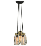 9"W Mason Jar 3 Lt Pendant