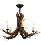 28"W Rustic Twigs 5 Lt Chandelier