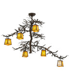 45"W Pine Branch Valley View 6 Lt Lodge Chandelier