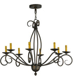 40"W Sienna 8 Lt W/Fabric Shades Victorian Chandelier