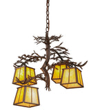 28"W Pine Branch 4 Lt Lodge Chandelier