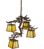 28"W Pine Branch 4 Lt Lodge Chandelier