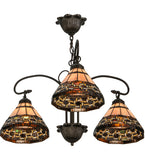 28"W Ilona 3 Lt Victorian Stained Glass Chandelier
