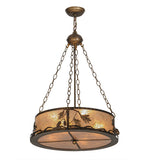 22"W Oak Leaf & Acorn W/Uplights Inverted Pendant