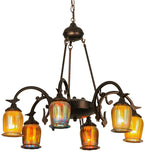 28"W Favrile 6 Lt Victorian Chandelier