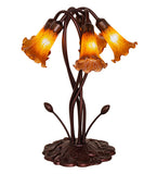 16.5"H Amber Pond Lily 5 Lt Tiffany Victorian Accent Lamp