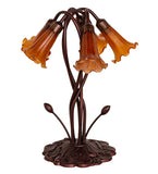 16.5"H Amber Pond Lily 5 Lt Tiffany Victorian Accent Lamp