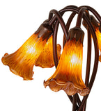 16.5"H Amber Pond Lily 5 Lt Tiffany Victorian Accent Lamp