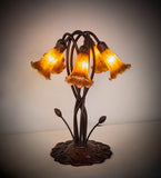 16.5"H Amber Pond Lily 5 Lt Tiffany Victorian Accent Lamp