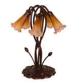 16.5"H Amber/Purple Pond Lily 5 Lt Tiffany Accent Lamp