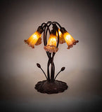 16.5"H Amber/Purple Pond Lily 5 Lt Tiffany Accent Lamp