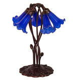 16.5"H Blue Pond Lily 5 Lt Tiffany Floral Accent Lamp