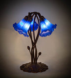 16.5"H Blue Pond Lily 5 Lt Tiffany Floral Accent Lamp