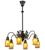 28"W Favrile Early Electric 6 Lt Victorian Chandelier