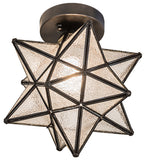 12"W Moravian Star Clear Seedy Flush Mount