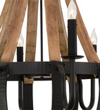 45"W Barrel Stave Madera 8 Lt Gothic Lodge Chandelier