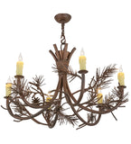 36"W Woodland Pine 6 Lt Rustic Lodge Chandelier
