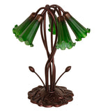 16.5"H Green Pond Lily 5 Lt Tiffany Floral Accent Lamp