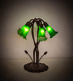 16.5"H Green Pond Lily 5 Lt Tiffany Floral Accent Lamp