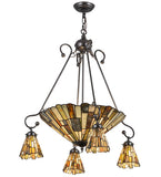 30"W Delta Jadestone 5 Lt Arts & Crafts Chandelier