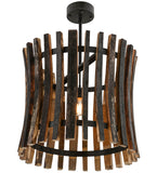 24"W Barrel Stave Madera Rustic Lodge Pendant