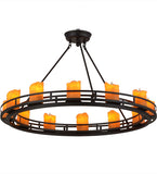 36"W Barbury 12 Lt Rustic Lodge Semi-Flushmount