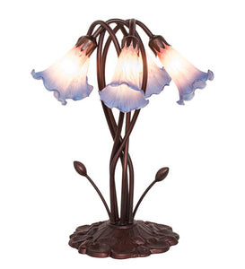 16.5"H Pink/Blue Pond Lily 5Lt Tiffany Accent Lamp