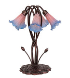 16.5"H Pink/Blue Pond Lily 5Lt Tiffany Accent Lamp