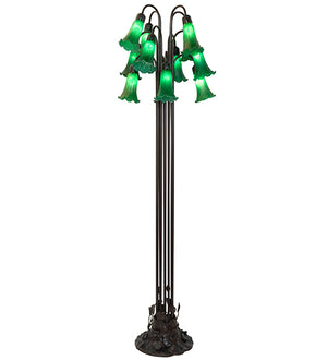 63"H Green Tiffany Pond Lily 12 LT Floor Lamp