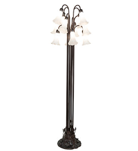 63"H White Tiffany Pond Lily 12 LT Floor Lamp