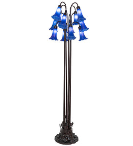 63"H Blue Tiffany Pond Lily 12 Lt Floor Lamp