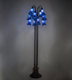 63"H Blue Tiffany Pond Lily 12 Lt Floor Lamp