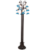 63"H Pink/Blue Tiffany Pond Lily 12 Lt Floor Lamp