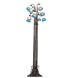 63"H Pink/Blue Tiffany Pond Lily 12 Lt Floor Lamp