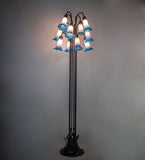 63"H Pink/Blue Tiffany Pond Lily 12 Lt Floor Lamp