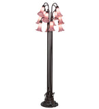 60"H Lavender Tiffany Pond Lily 12 Lt Floor Lamp