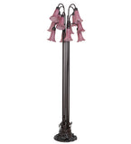 60"H Lavender Tiffany Pond Lily 12 Lt Floor Lamp