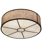 36"W Cilindro Burlap Textrene Modern Flush Mount