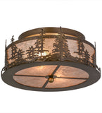 16"W Tall Pines Rustic Lodge Flush Mount