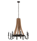 42"W Barrel Stave Madera 8 Lt Rustic Gothic Chandelier