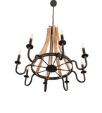 42"W Barrel Stave Madera 8 Lt Rustic Gothic Chandelier